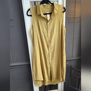 CP Shades Sleeveless Button-Down Dress in Mustard